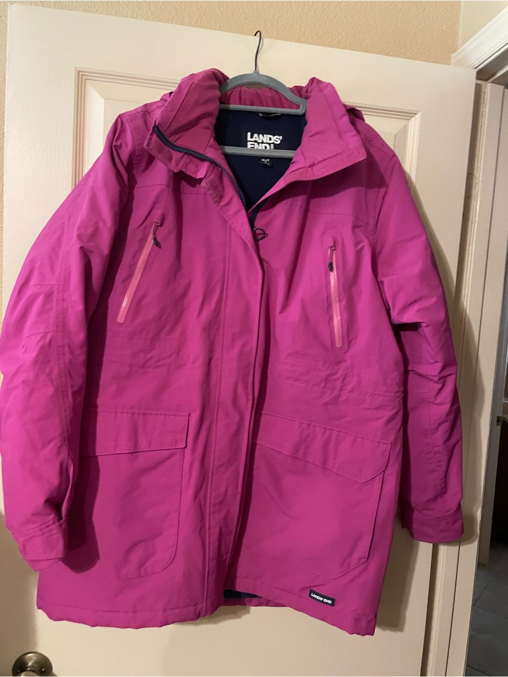 Lands' End Women's XL Tall Magenta Waterproof Parka
